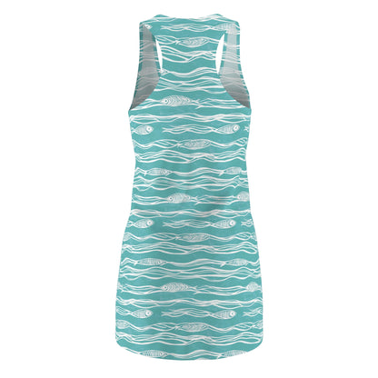 Women's Dress - Coastal Waves And Fish Summer Vibes