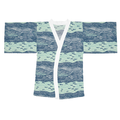 Kimono Robe - Ocean Waves With Small Fish Beach Vibe