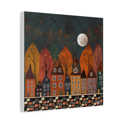 Canvas Art - Autumn Village Pumpkin Patch