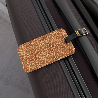 Luggage Tag - Faux Giraffe Hide Adventure Travel Tag in Orange and Tan