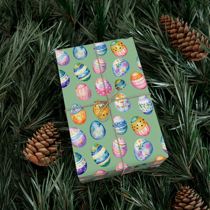 Wrapping Paper - Painted Designs on Colored Eggs for Spring & Easter