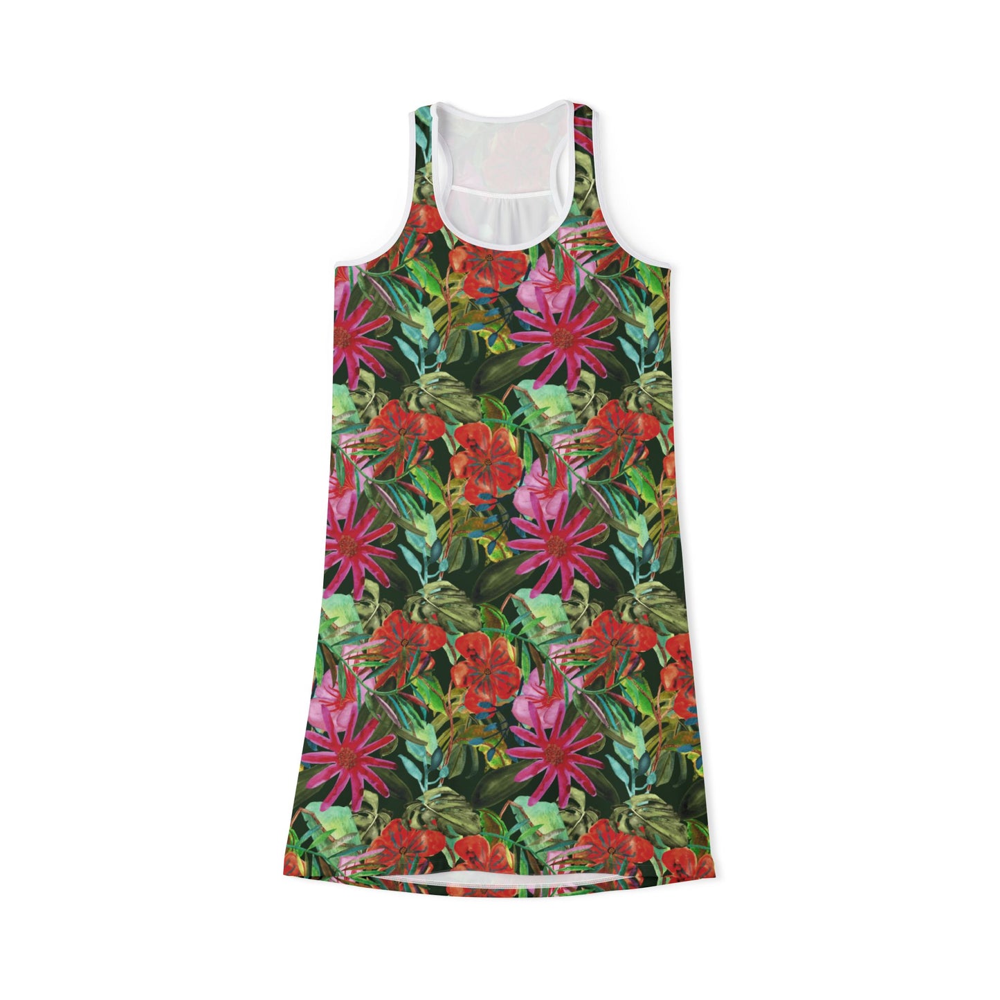 Women's Racerback Dress - Tropical Floral For Summer Outings & Vacations