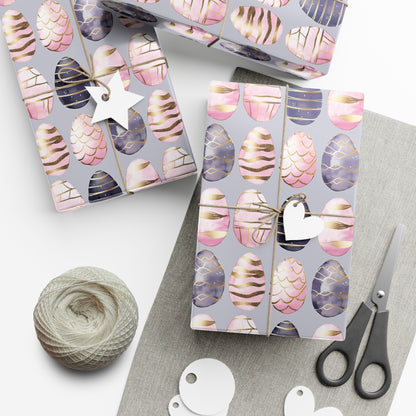 Wrapping Paper - Elegant Sophisticated Easter Eggs in Charcoal, Pink and Black for Spring Celebrations