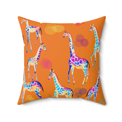 Square Pillow - Giraffes And Balloons Colorful Kids Room Decor