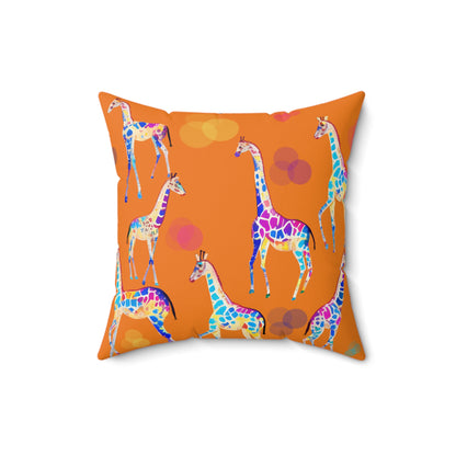 Square Pillow - Giraffes And Balloons Colorful Kids Room Decor
