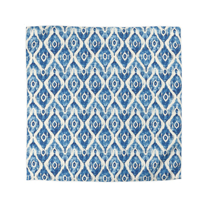 Duvet Cover - Microfiber Indonesian Blue And White Ikat Diamond Design