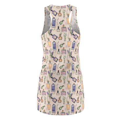Women's Racerback Dress - Bohemian Floral Vintage Perfume Bottles