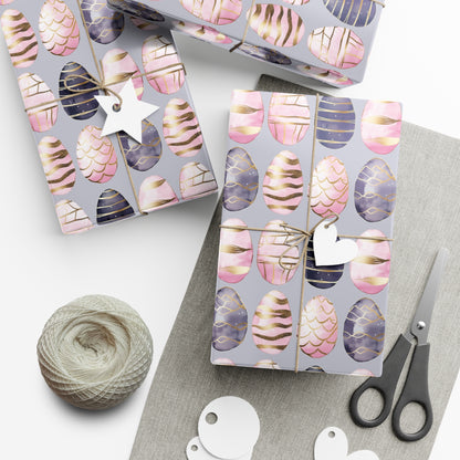 Wrapping Paper - Elegant Sophisticated Easter Eggs in Charcoal, Pink and Black for Spring Celebrations