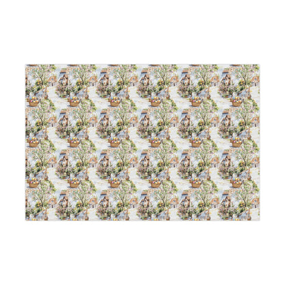 Wrapping Paper - Easter Bunny Village Watercolor Toile Gift Wrap