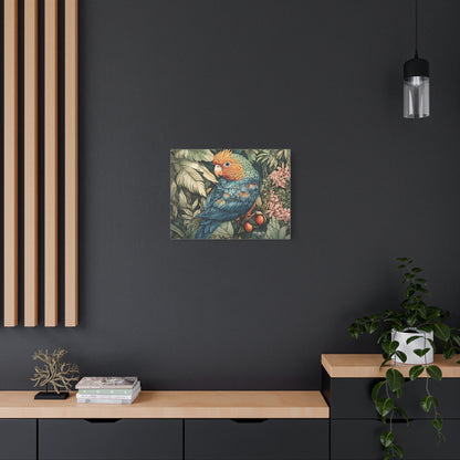 Canvas Art - Tropical Vibrant Parrot And Flowers Wall Art