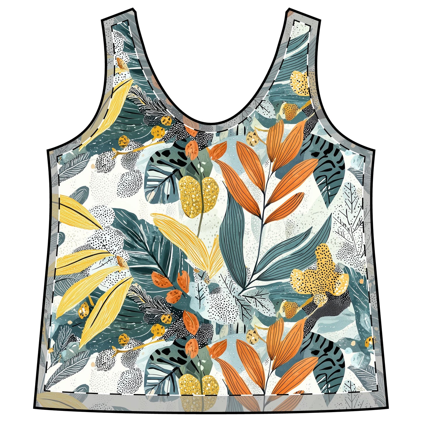 Sporty Racerback Tank - Vibrant Tropical Floral Print for Active Lifestyle