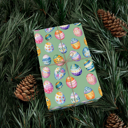 Wrapping Paper - Painted Designs on Colored Eggs for Spring & Easter