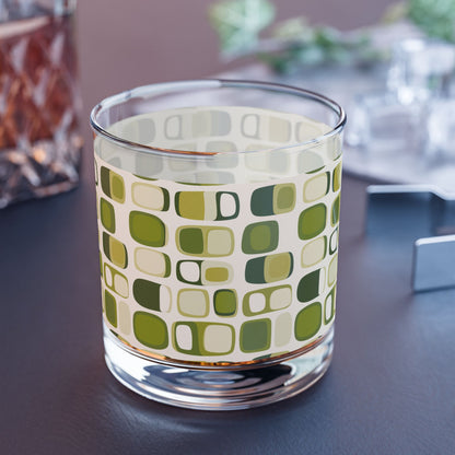 Glassware - On The Rocks 10oz Mid Century Modern Green Geometric