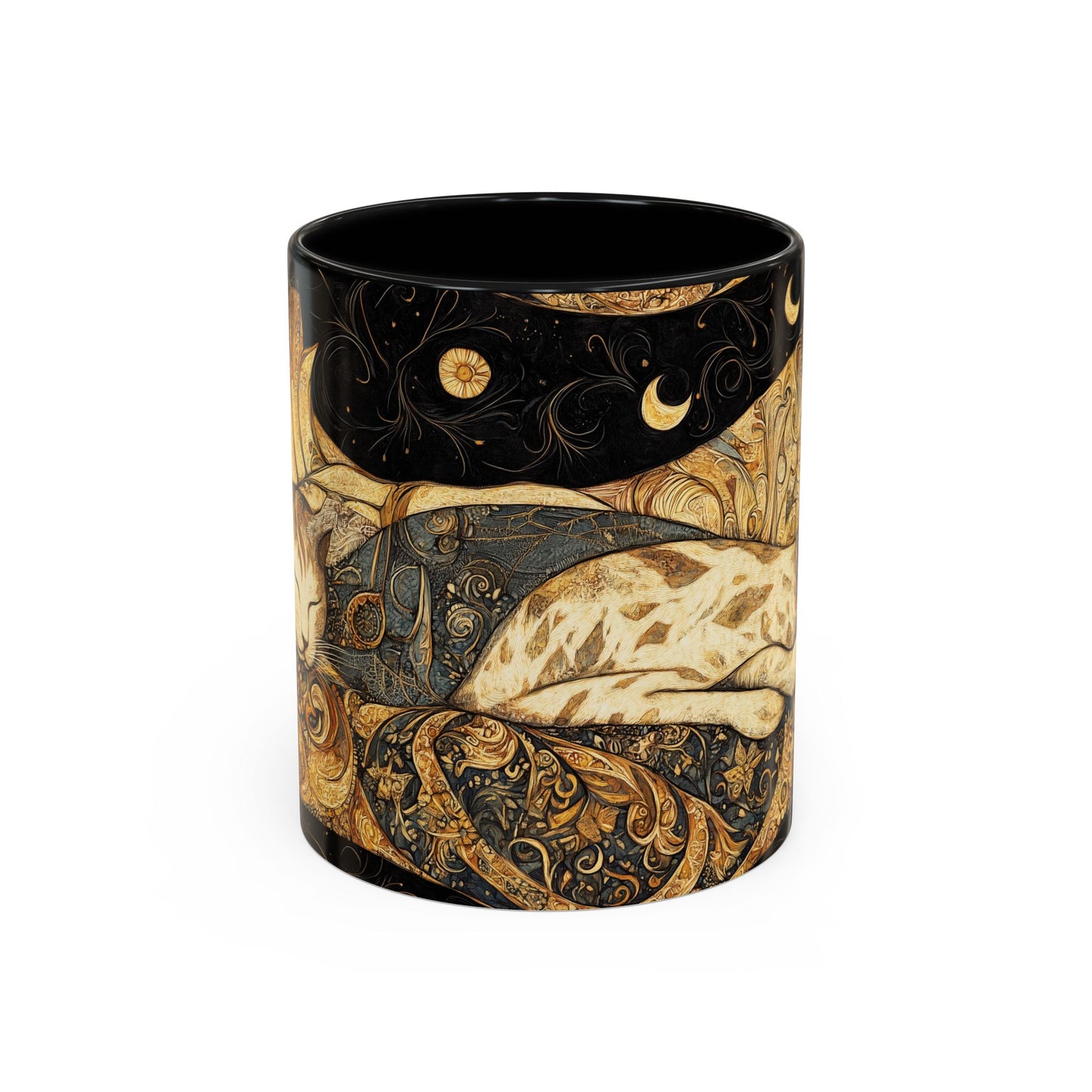 Mug 11oz & 15oz - Dreamy Cat On Persian Linens & Crescent Moon