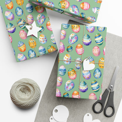 Wrapping Paper - Painted Designs on Colored Eggs for Spring & Easter