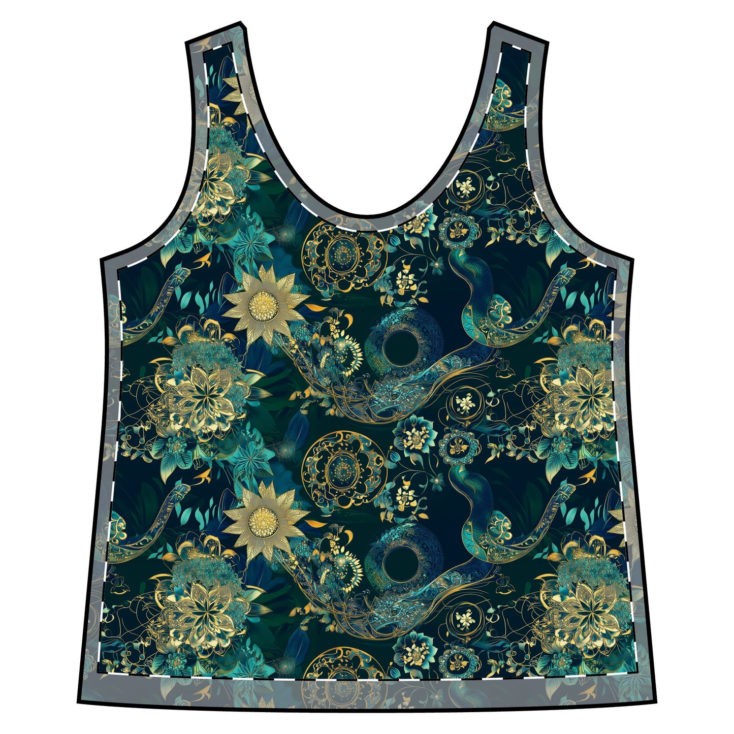 Sporty Racerback Tank - Mandalas Year Of The Snake Athleisure Wear