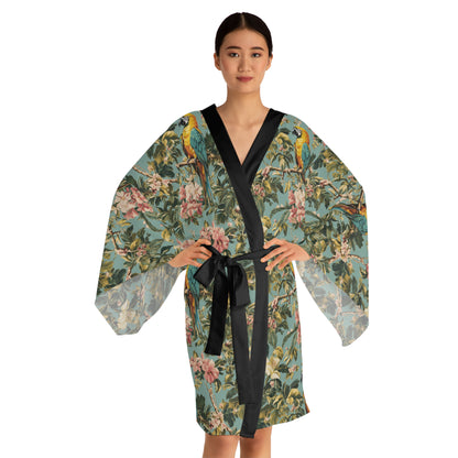 Kimono Robe - Tropical Parrot Long Sleeve Print