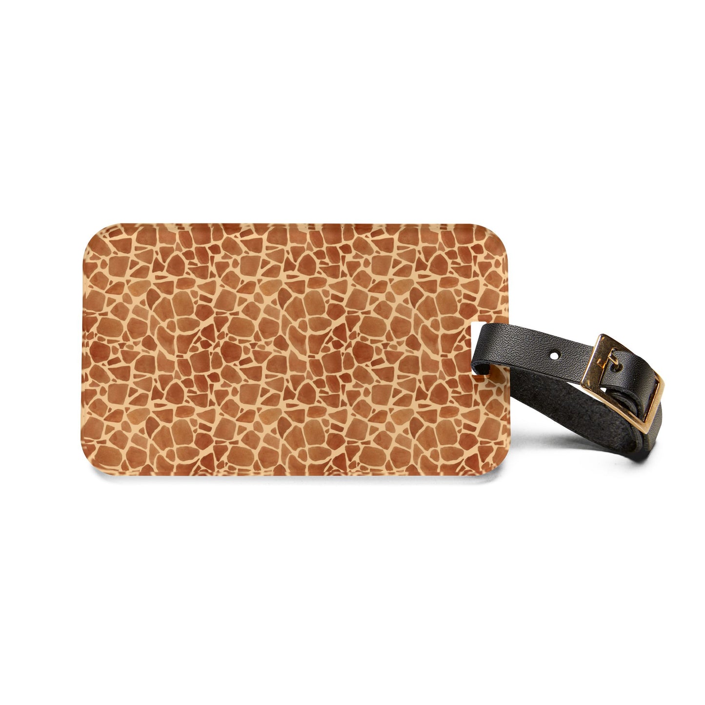 Luggage Tag - Faux Giraffe Hide Adventure Travel Tag in Orange and Tan