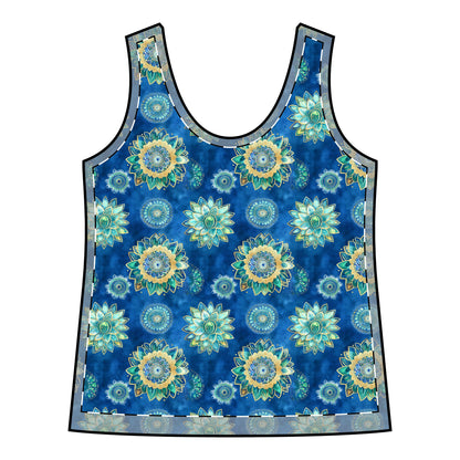 Women's Racerback Tank - Floral Mandalas In Blue, Green And Gold