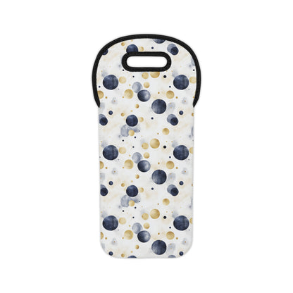 Wine Tote - Navy And Gold Bubbles