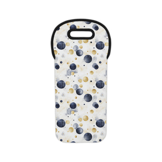 Wine Tote - Navy And Gold Bubbles