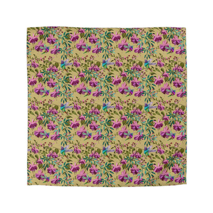 Duvet Cover - Watercolor Fuchsia and Colorful Hummingbirds Design
