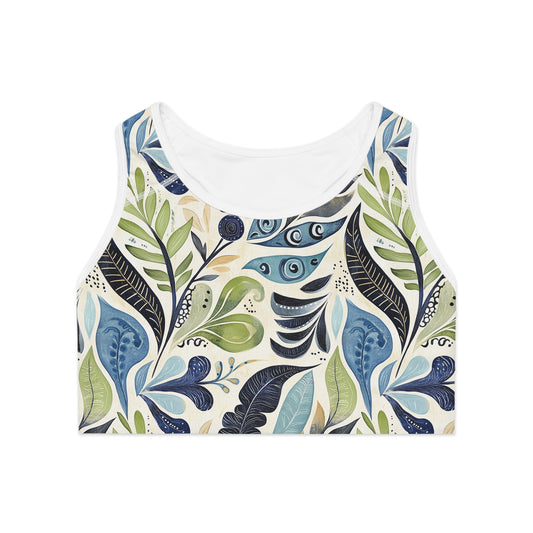 Sports Bra - Blue Hawaiian Floral