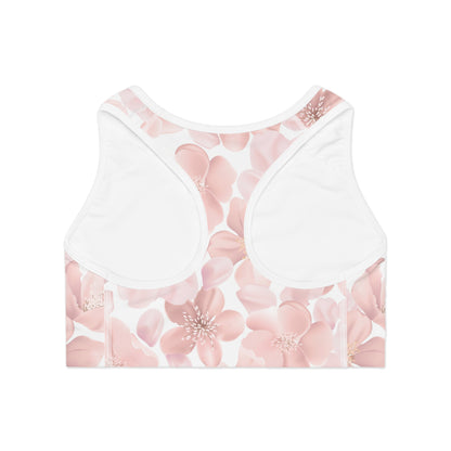 Floral Sports Bra - Pink Blossom Design for Active Women