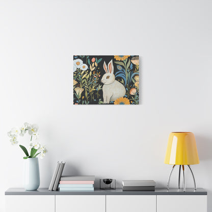 Canvas Art - Whimsical Floral Rabbit Decor for Home & Nursery