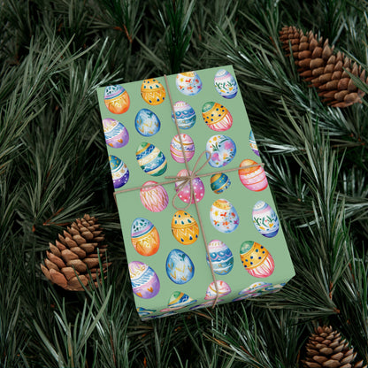 Wrapping Paper - Painted Designs on Colored Eggs for Spring & Easter