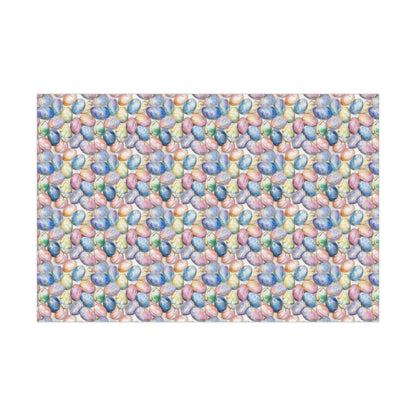 Wrapping Paper - Gold Outlines On Watercolor Easter Eggs In Pastels