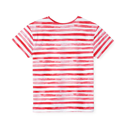 Kids Tshirt Red And White Watercolor Stripes