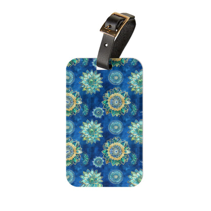 Luggage Tag - Boho Mandalas In Blue And Gold for Wanderlust Seekers