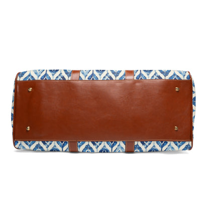 Duffel Bag - Blue Dye Diamond Ikat Waterproof Overnighter