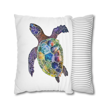 Square Pillow Cover - Ocean-Inspired Sea Turtle for Beach Lovers