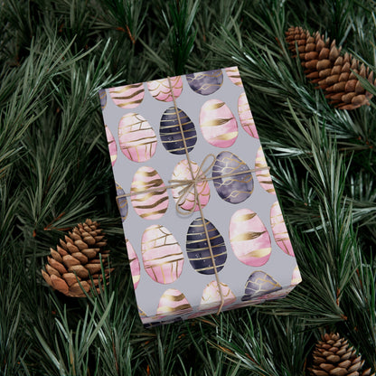 Wrapping Paper - Elegant Sophisticated Easter Eggs in Charcoal, Pink and Black for Spring Celebrations