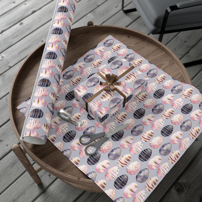 Wrapping Paper - Elegant Sophisticated Easter Eggs in Charcoal, Pink and Black for Spring Celebrations