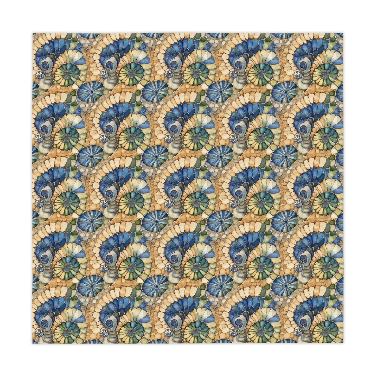 Square Tablecloth - Coastal Seashell Mosaic Home Decor for Beach Lovers