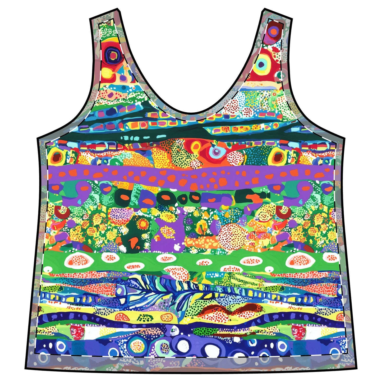 Sporty Racerback Tank - Mardi Gras Carnaval Colorful Stripes for Active Lifestyles