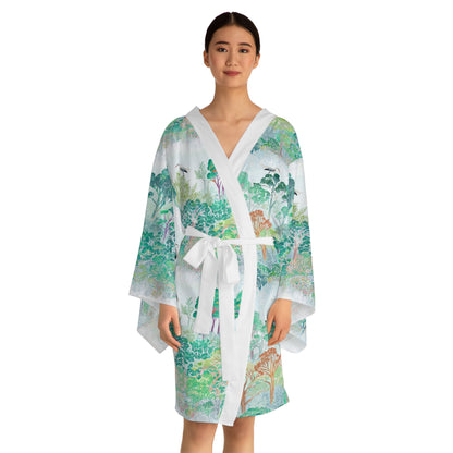 Kimono Robe - Japanese Forest With Cranes