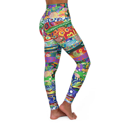 Yoga Leggings - High Waisted Colorful Mardi Gras Stripes