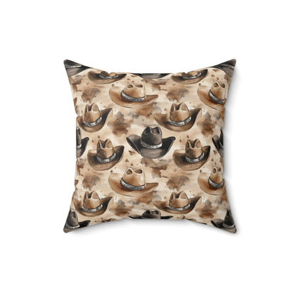 Square Pillow - Country Western Rustic Cowboy Hats Pillow Cover