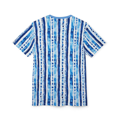 Men's Tee - Coastal Blue And White Ikat Watercolor