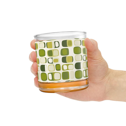 Glassware - On The Rocks 10oz Mid Century Modern Green Geometric