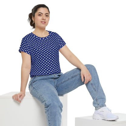 Women's Tee - Navy Blue White Stars Print