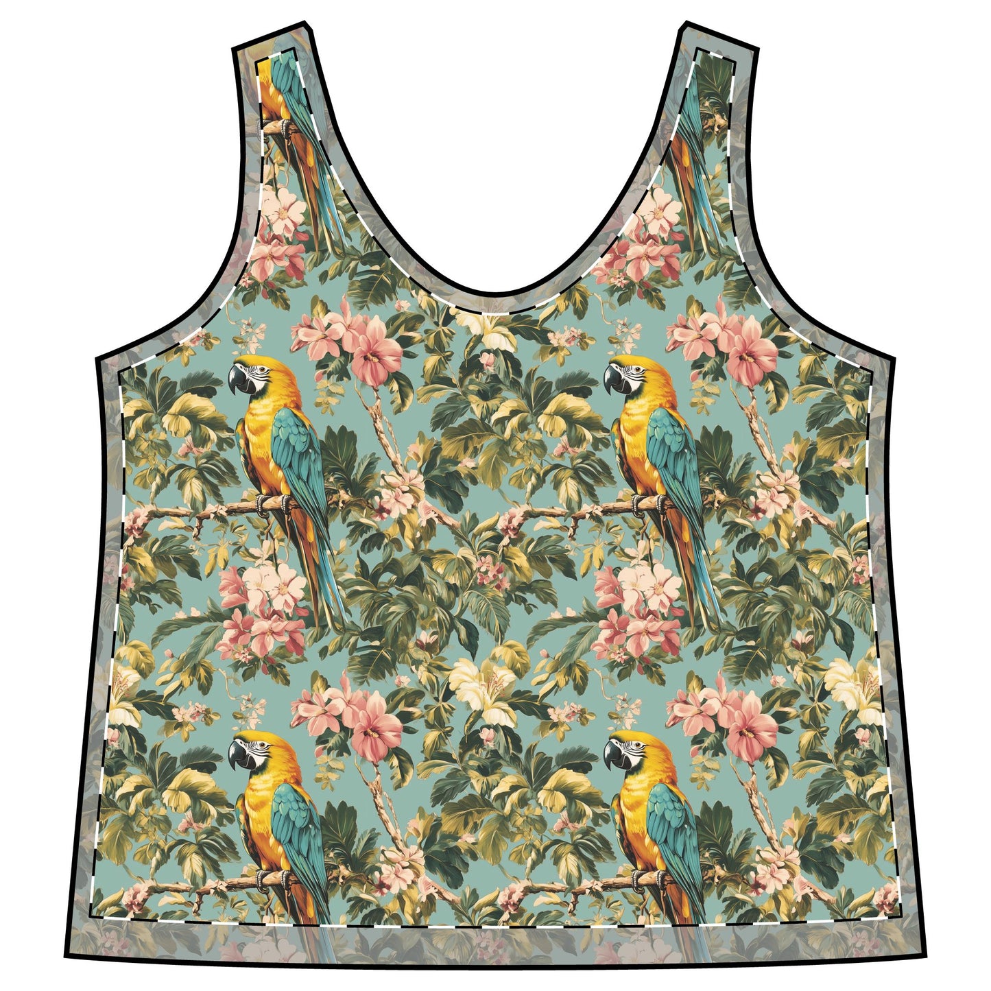 Women's Racerback Tank - Tropical Rainforest Parrot Watercolor