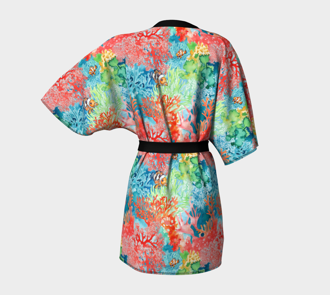 Coral Reef & Clown Fish Short Kimono