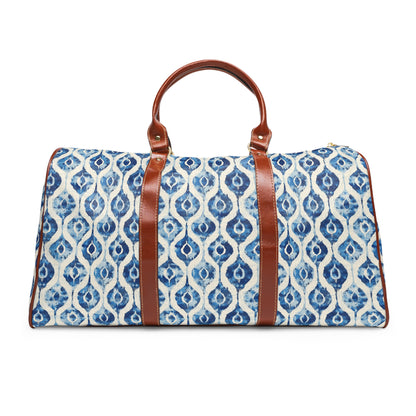 Duffel Bag - Blue Dye Diamond Ikat Waterproof Overnighter