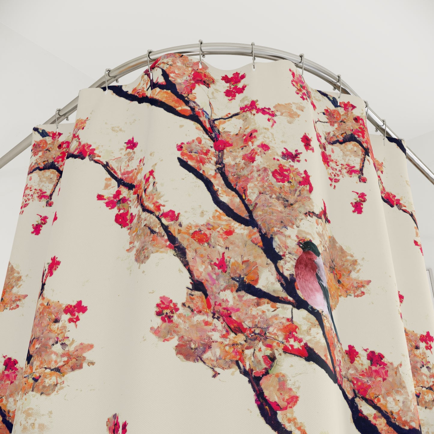 Shower Curtain - Vintage Asian Chinoserie Floral with Birds