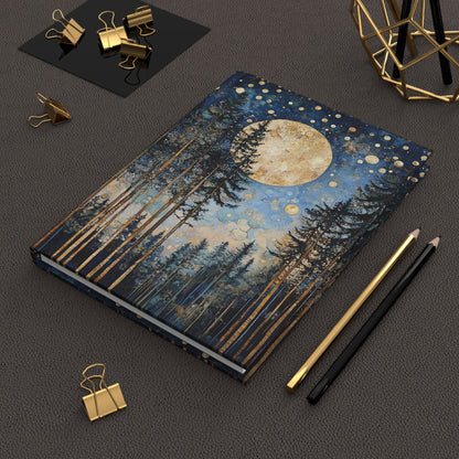 Hardcover Journal - Serene Moonlit And Starry Forest